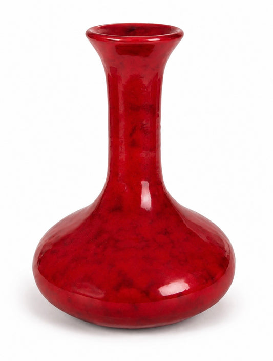 Vaso in Ceramica Smaltata Rosso Lucido – Pezzo Decorativo Artigianale