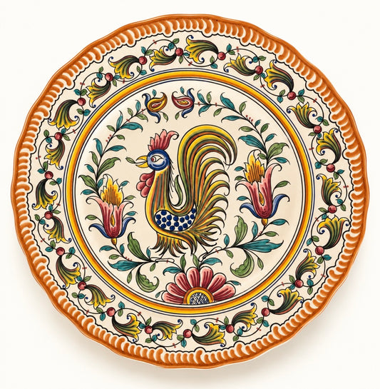 Piatto decorativo vintage in ceramica portoghese - Outeiro, Agueda