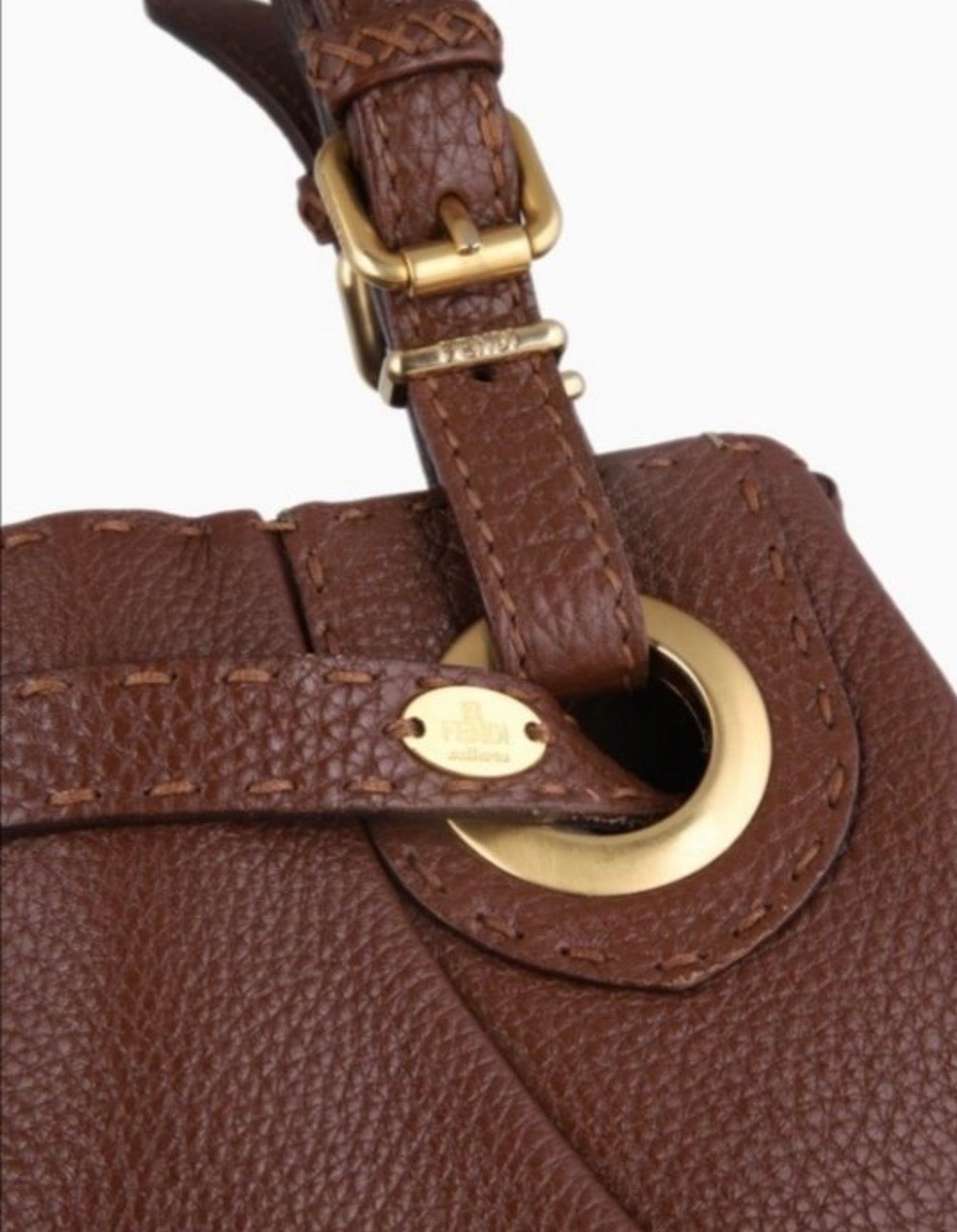 Fendi Selleria Hobo Tote “Pomodorino” Grande in Pelle Marrone – Autentica Made in Italy