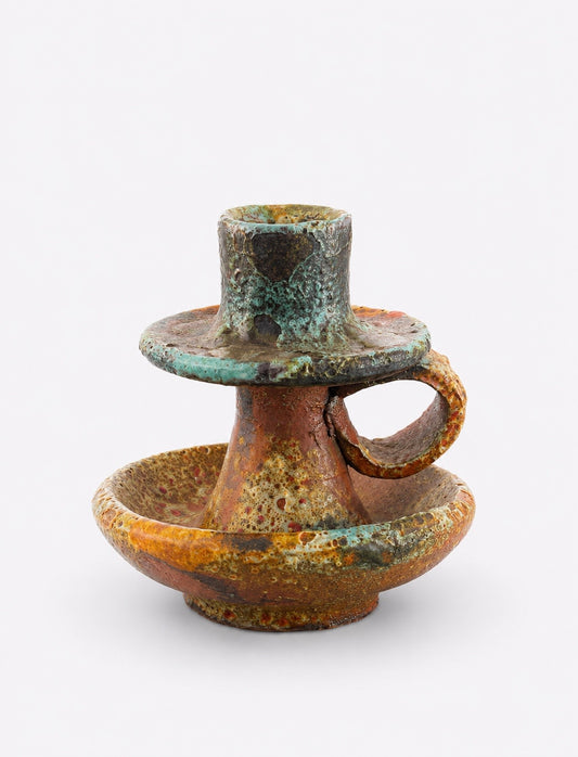 Claudio Pulli – Candeliere in Ceramica Policroma Firmato | Sardegna | 9,5 cm