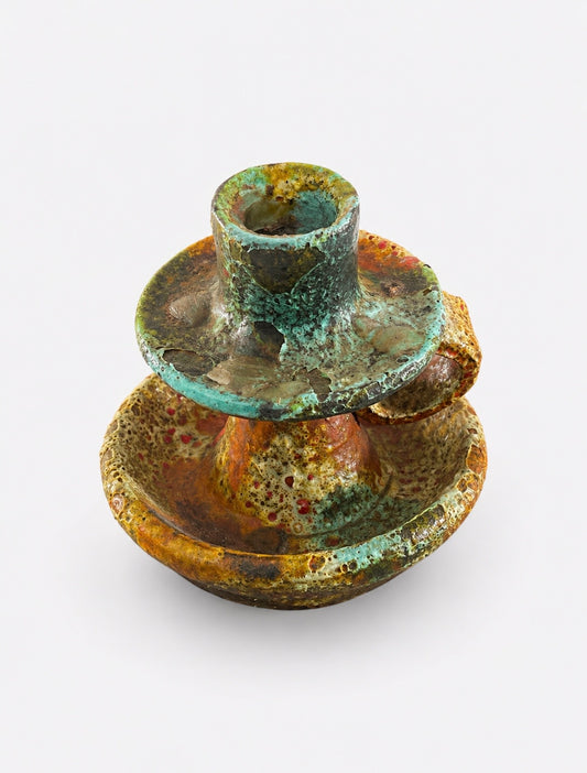 Claudio Pulli – Candeliere in Ceramica Policroma Firmato | Sardegna | 9,5 cm