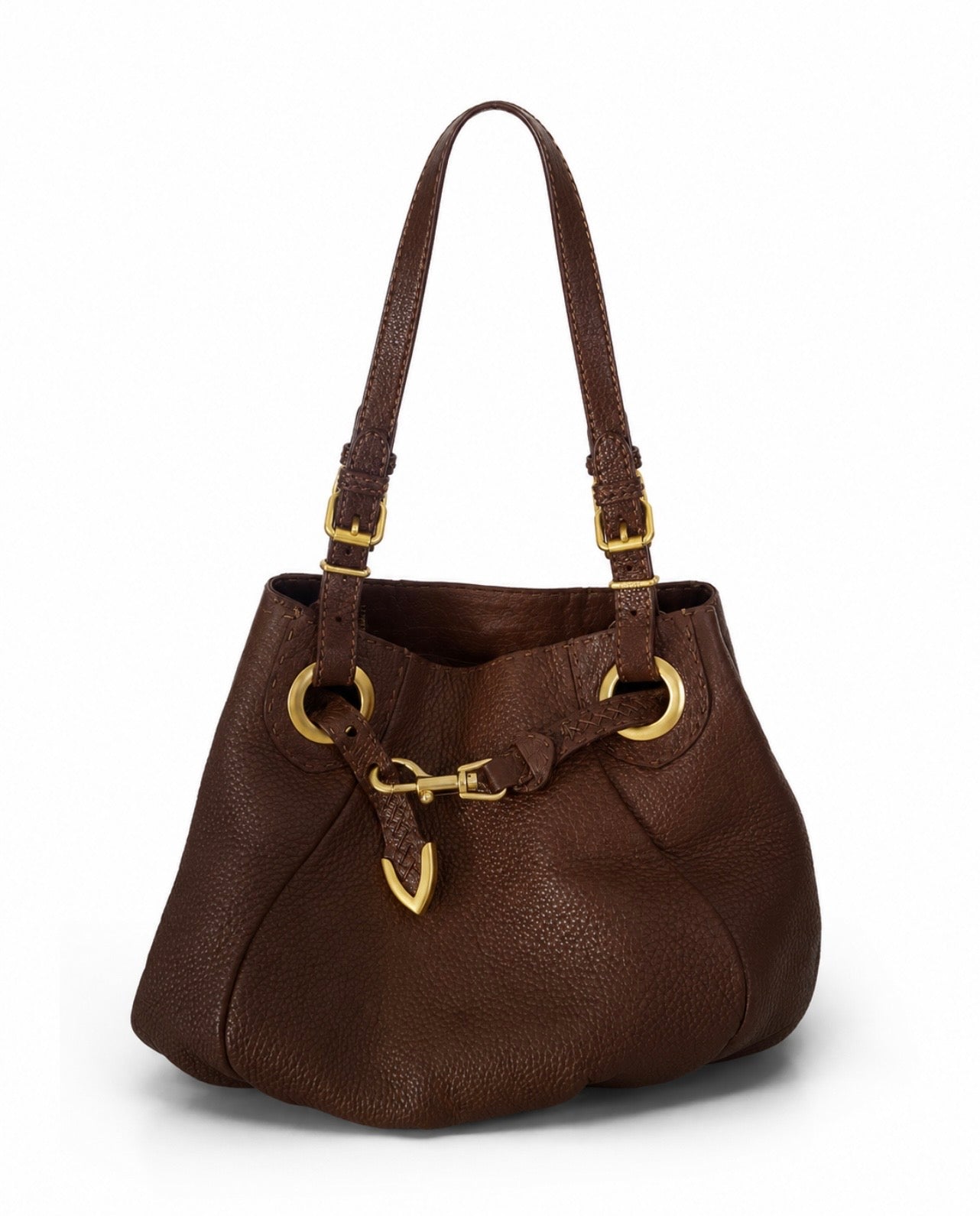 Fendi Selleria Hobo Tote “Pomodorino” Grande in Pelle Marrone – Autentica Made in Italy