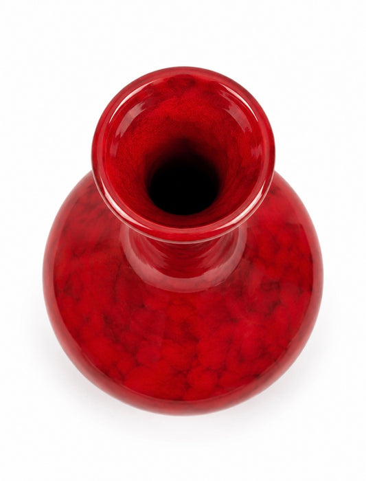 Vaso in Ceramica Smaltata Rosso Lucido – Pezzo Decorativo Artigianale