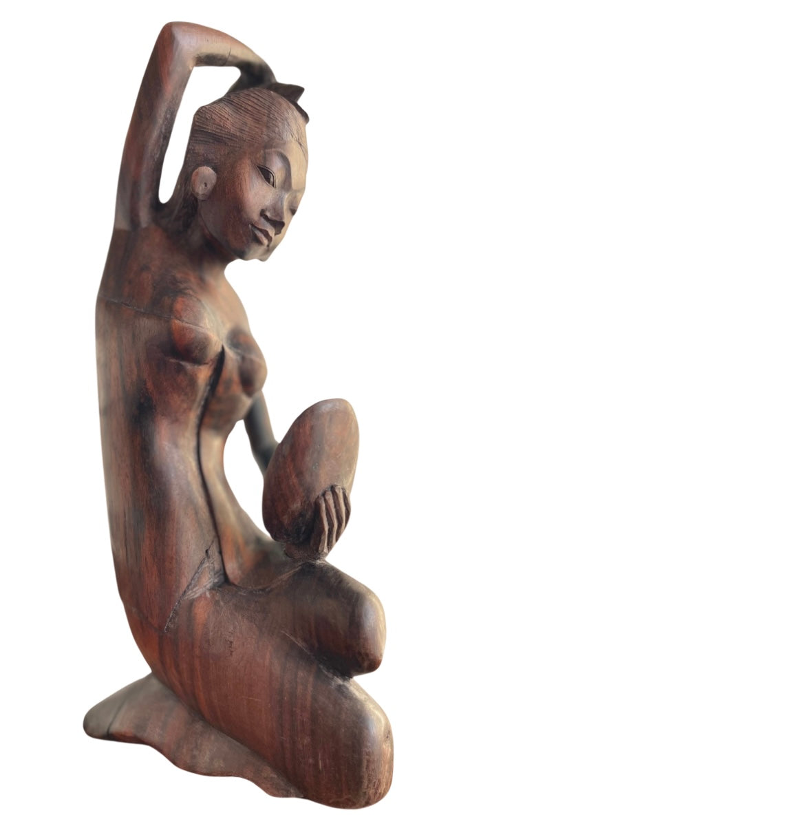 Scultura Balinese  in legno di palissandro intagliata a mano.